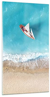 Quadro su Vetro Verticale Yacht Estate Mare Stampe da Parete 45x80cm Quadri Moderni Soggiorno Camera da Letto Cucina 1 pezzo Piccoli Decorazione Murale Wall Art Grafica Immagini GPA45x80-4140