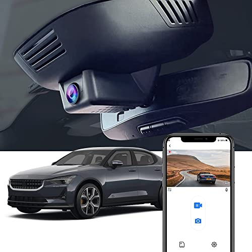Fitcamx 2K Dashcam Vorne Hinten Passend für Polestar2 2021 2022 2023 2024 2025 2026 2027, OEM Look Dual Dashcam 1440P+1080P HD Video WiFi, 2 Way Loop Aufnahme, G-Sensor, WDR Dasch-cam Auto, 64GB Karte