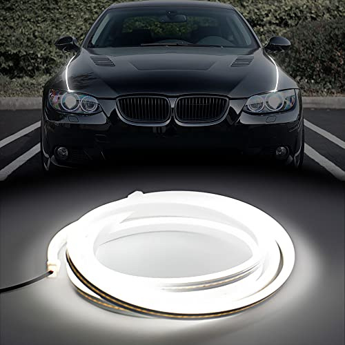 Teguangmei Car LED Strip Light Exterior Car Hood Lights 47.2inch (120cm) 12V Super Bright White LED Daytime Running Light, Ultra Soft & Flexible Car Engine Cover Decoration Waterproof DRL Light - 2PCS