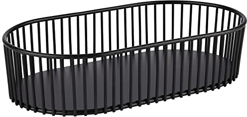 APS Cestino Urban, 29 x 16 cm, altezza: 7 cm, ovale, in metallo, nero