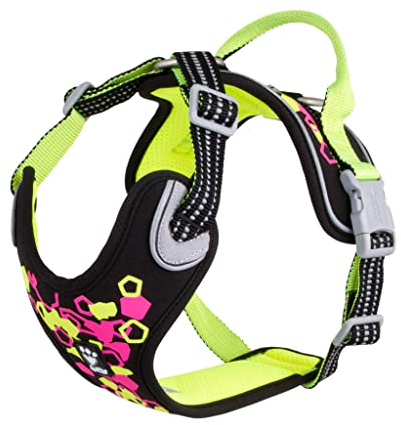 Hurtta Weekend Warrior Neon Hundegeschirr, Brustgeschirr für mittelgroße Hunde, Neon Lakritze, 60-80 cm