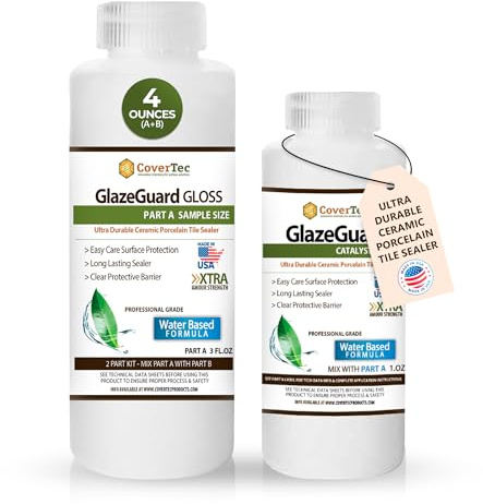 CoverTec GlazeGuard Gloss Ceramic & Porcelain Tile, Grout Sealer - High Gloss, Wet Look Finish (4 oz Kit)