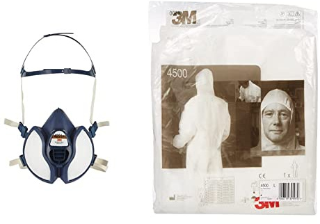 3M Atemschutz-Halbmaske Wartungsfrei 4251+, Filter FFA1P2 R D, leichteres Atmen durch verbessertes Ausatemventil Herren Disposable Overall Wit Schutzanzug 4500 weiß Gr L Kategorie I, Weiß,L EU