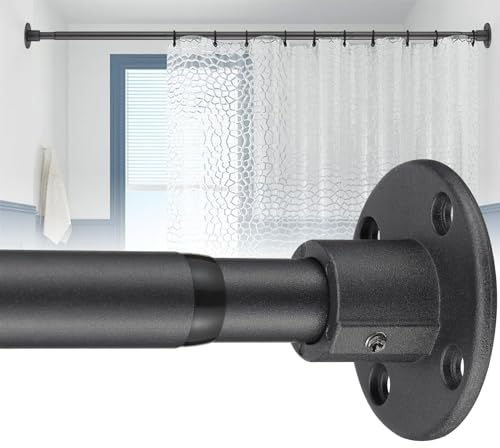 Barra de cortina de 70 – 230 cm, sin taladrar, barra extensible para cortina de ducha, color negro mate, para baño, ventana, armario