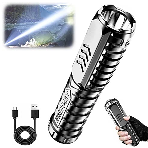 QINSHUI 2023 New Special Forces Strong Light Flashlight, USB Mini Multifunctional Rechargeable Flashlight, Super Bright Waterproof Multifunctional LED Torch with 3 Modes for Camping, Hiking (1PCS)