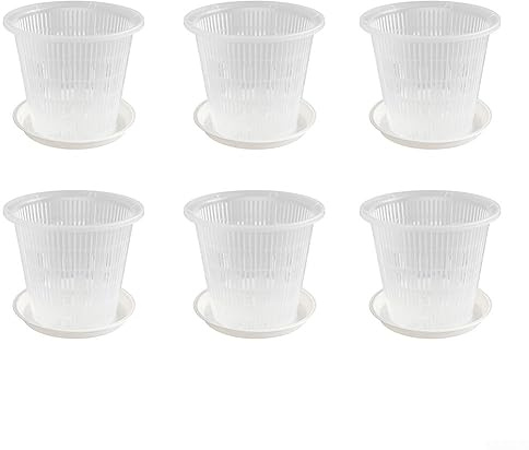 ZYNCUE Lot de 6 pots de fleurs transparents spéciaux pour orchidée en plastique pour intérieur ou extérieur, jardin, balcon, respirant (11 cm)