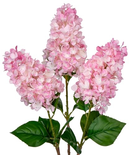 Briful 3PCS Fake Flowers Hydrangea Pink Artificial Flowers 28.7 Tall Artificial Hydrangea Flowers, Silk Flowers Long Stem for Floral Arrangement Home Farmhouse Office Hotel Decoration