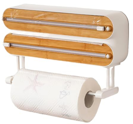 MJLOMJ Wandrollenhalter Küche - Magnetischer Frischhaltefolienspender, Verbesserter Universal Folienspender und Küchenrollenhalter