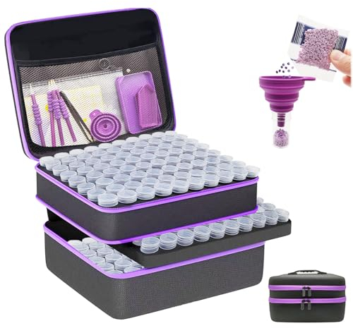 NITNOEI 5D Diamond Painting Malerei Zubehör Boxen Tragbar 240 Fächer Diamond Painting Aufbewahrungsbox Großes Fassungsvermögen DIY Handwerk Inklusive Werkzeug