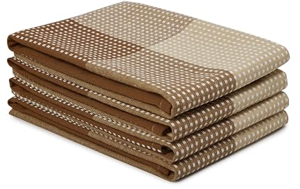Encasa XO Baumwoll-Küchentuchset - Super saugfähige Geschirrtücher & Spültücher 70x45 cm zum Abwaschen, Geschirr Trocknen und Reinigen - 4er-Pack - Beige