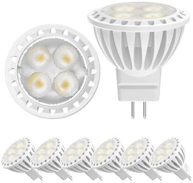 GOHDLAMP 6-Pack MR11 3W LED Bulbs - Daylight White 6000K, GU4 Bi-Pin Base, 12V Low Voltage Spotlight, Non-Dimmable, Energy-Efficient Halogen Replacement for Landscape and Track Lighting