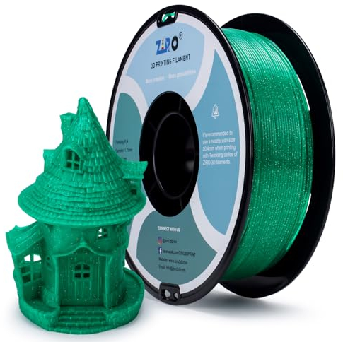 ZIRO PLA Filament 1.75mm, Glitter 3D Drucker Filament PLA, Twinkling PLA Serie 1kg/2.2lbs Spule, Passend für Die Meisten FDM 3D Drucker, Glitzerndes Grün