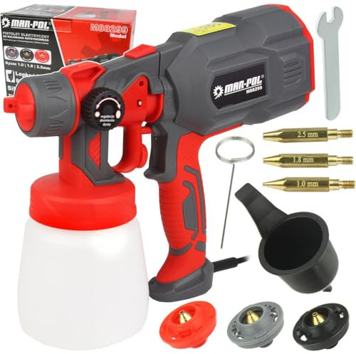 Pistola per Verniciatura a Spruzzo Elettrica | 550W | Serbatoio Rimovibile 800 ml | Ugelli 1-1,8-2,5 | 32000 giri/min | per Vernici ad Acqua Primer Acrilici Lacche Smalti