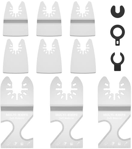 Caffney 9Pcs Oscillating Saw Blade Stainless Steel Oscillating Multitool Blade Oscillating Tool Flexible Rigid Scraper Blade Professional Oscillating Multi Tool Hook Cutter Blade Scraper HHD(9PCS)