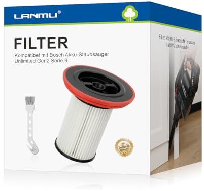 LANMU Filter mit Reinigungsbürste Filter Set kompatibel mit Bosch Unlimited Gen2 Serie 8 Staubsauger,12036642,12023349 HEPA Ersatzfilter(Ohne Filterhalter und NICHT für Serie 6 und 7)
