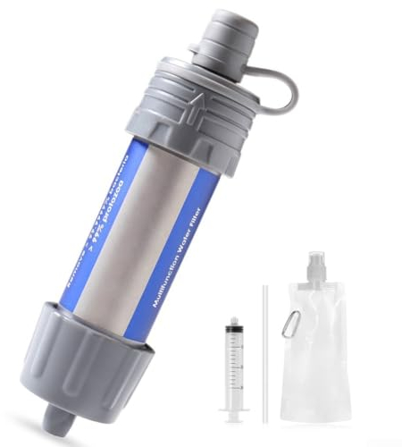 Filtro dell'acqua per esterni, purificatore d'acqua personale con cannuccia, attrezzatura di sopravvivenza, per campeggio, escursionismo, arrampicata, zaino in spalla, avventura, sopravvivenza