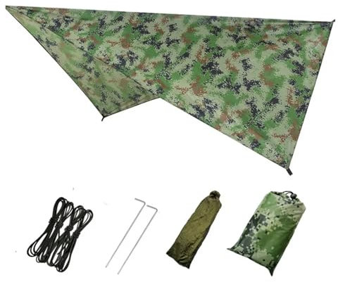 Zeltplane Camping Zelt Tarp Hängematte in 3 Größen, wasserdichte Regenplane, Zeltplane, leichtes, tragbares, wasserdichtes Ripstop, leicht zusammenklappbarer Sonnenschutz, UV-Schutz(3 x 3 Meters)