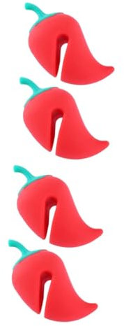 LALADEFIEE 4pcs Stoppers Spill Lid Lifter Steam Releaser for Pots Kitchen Gadgets Pot Cover Holder Food Grade Silicone Pepper Shape
