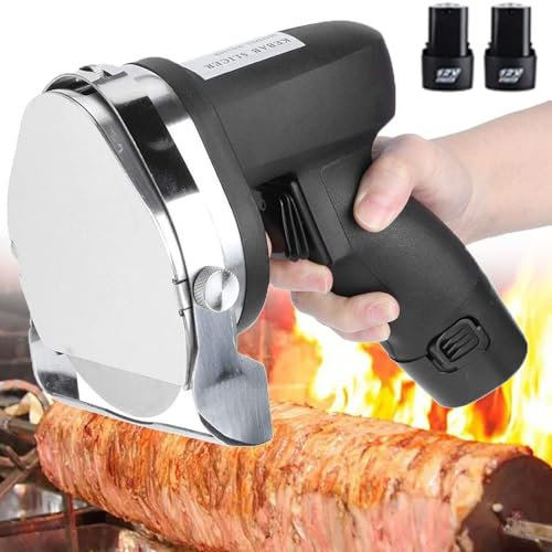 Couteau électrique Shawarma Doner Kebab, trancheuse à kebab sans fil, coupe-viande, couteau de barbecue réglable de 1 à 0,3 pouces d'épaisseur, for couper l'agneau kebab turc