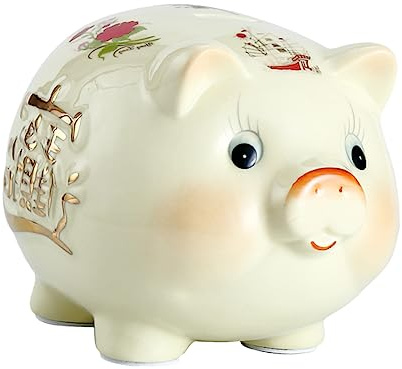 Alasum Salvadanaio in Ceramica a Forma di Maiale 23 Cm per Ragazzo Ragazza e Studenti, Ornamento Decorativo per Casa e Cameretta, Barattolo per Monete Base Stabile, Aiuto al Risparmio Quotidiano