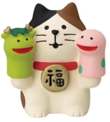 Adorno de gato de la fortuna del año de la serpiente, estatua del gato de la suerte del año nuevo 2025, estatua y adorno del año nuevo de la serpiente del zodíaco chino, decoración de gato japonés