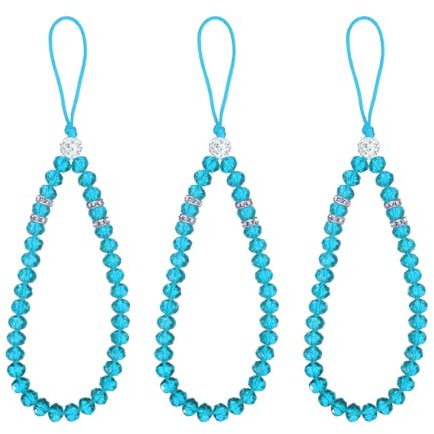 sourcing map Bling Crystal Lanyard Phone Wrist Strap Glitters Crystal Beads Lanyard Keychain Office Neck Strap