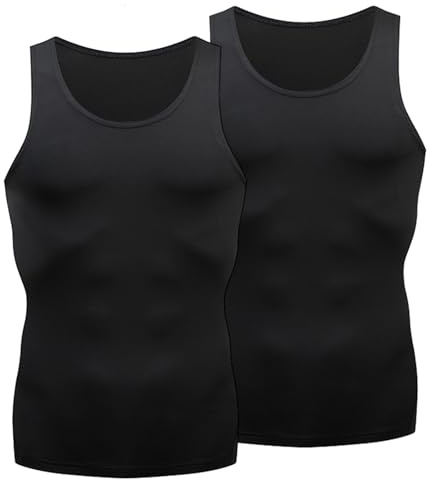 NuCamper Camiseta Reductora para Hombre, Camisetas de Compresión, Chaleco Sin Mangas, Elástica Interiores Body Shaper, Chaleco Abdominal, Faja Cintura Tirantes Hombre para Gym Fitness Entrenamiento