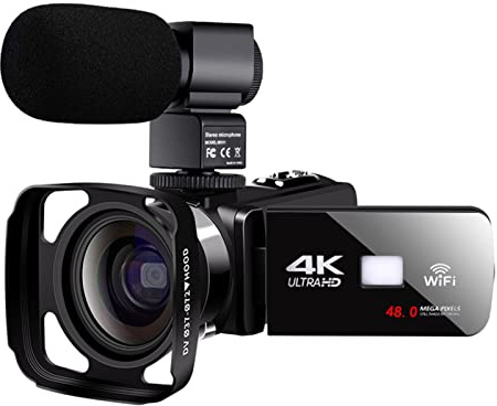 Videocamera Telecamera Videocamera 4K con cappuccio lente wifi visione notturna da 3,0 pollici Lcd. Photography Digital Time-Screen Digital Camcord Photography Time-Lapse Videocamera multifunzionale p