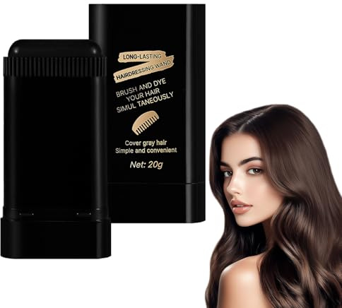 Carylook Haarfarbenstift, temporäre Haarfarbe zur Grauhaarabdeckung, wasserfester und schweißfester Haarfärbestift, Ausbesserungskamm 2-in-1, Sofort-Haarfarbenstift mit integriertem Kamm (Black)
