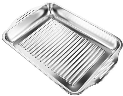 ibasenice Vassoio Rettangolare in Per Teglia Per Arrosti Compatibile Induzione Vassoio Pratico Per Barbecue e Snack