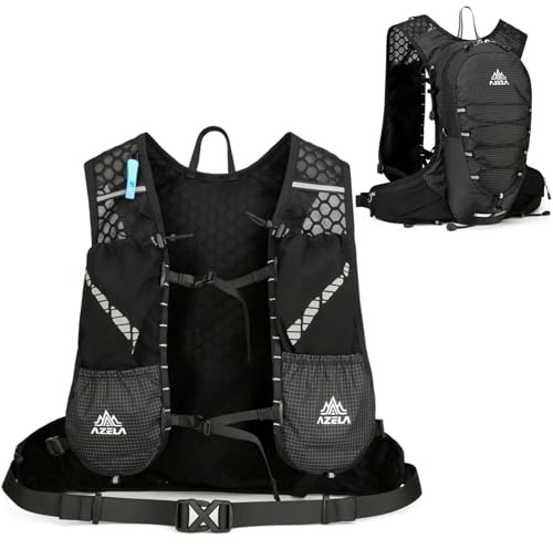 Azarxis Chaleco de Hidratación Ultraligero Mochila Ligera para Correr Mochila de Hidratación para Trail y Carreras Running Senderismo Ciclismo (Negro - Solo Chaleco, Talla única)