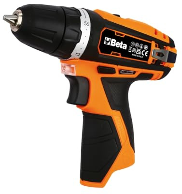 BETA 1972/12V-10 – Taladro atornillador ultracompacto de 12 V, solo cuerpo, 30 Nm, portabrocas de 10 mm, LED integrado, doble velocidad, mango ergonómico