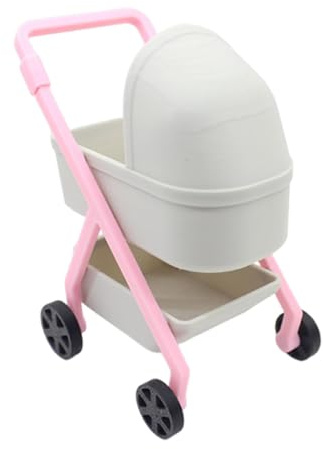 KiBcsLic Puppenhaus Wagen Im Maßstab 1:12, Spielzeug, Puppen, Krippe, Modell, Handgefertigt, Mini Stubenwagen, Ornamente, Handgefertigt, Zubehör, Szene Dekor, Grau