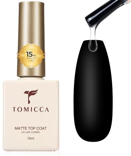 TOMICCA 15ML Matte Top Coat Gel UV Nagellack, Soak Off Überlack fur Nail Art Design Nägel Maniküre Kit für Nagelstudio DIY Home