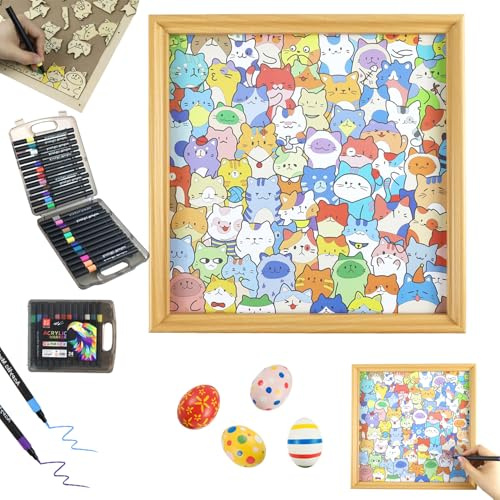 Cat Shaped Wooden Jigsaw Puzzle, Puzzle Frame, Quordle Wood Puzzles for Home Travel Bedroom Playroom Classroom Homeschool Preschool Birthday, 5.71× 6.93in
