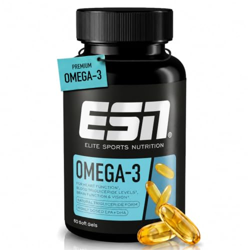 ESN Omega-3 60 Kapseln, 20 Portionen | Hochdosiert mit 1200 mg EPA und 900 mg DHA pro Tagesportion - ohne fischigen Nachgeschmack - getestet auf Schwermetalle