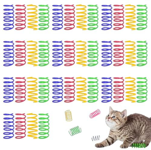 40 Stück Katzenspielzeug Spirale, Bunte Spirale Katzenspielzeug Katzen Langeweile Sprungfeder, Kunststoff Buntes Cat Spring Spielzeug Spiralfedern für Katzen Kätzchen Haustiere Schlagen Jagen