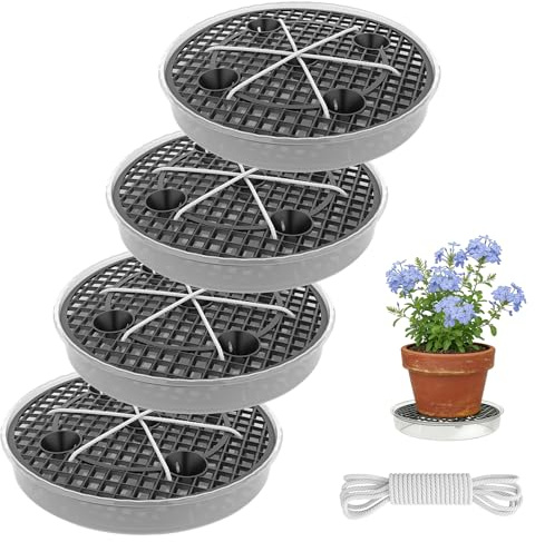 BOYIFEIJIE Växtkruka underlägg självvattnande – uppsättning om 4, 32 cm blomkruka underlägg med vattenbehållare och veke bevattning, för tygkruka, odlingspåse och blomkruka