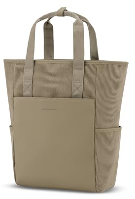 Kapten & Son Rucksack Lindby Cord Dusty Khaki 18 L | 2in1 Tasche & Rucksack | inkl. Kofferbefestigung, Laptopfach, Flaschenhalterung | Shopper Damen