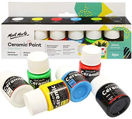 Mont Marte Porzellanfarben Set – 6 Stück x 20ml – Hochwertige Keramikfarben – Ideal zum Bemalen von Tassen, Vasen und Schalen
