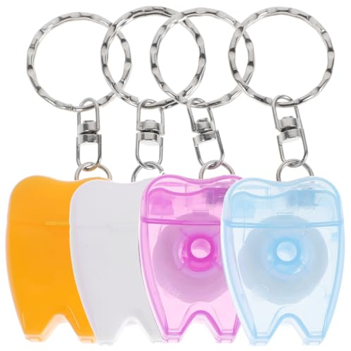 HEALIFTY 4 Stücke Tragbare Zahnseide Keychain Zahnarzt Geschenke Schlüsselanhänger Schlüsselanhänger Floss Stick Für Zahnreinigung (Gelegentliche Farbe 15 M)