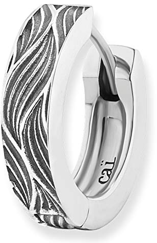 cai Herren Single Creolen 925/- Sterling Silber 1,4cm Matt/Glanz Silbergrau 132210516