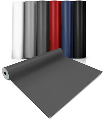casa pura® Revêtement de sol CV Expotop - Revêtement de sol en PVC extra résistant à l'abrasion (mousse) - Couleur unie anthracite - Surface structurée - Vendu au mètre (200 x 350 cm)