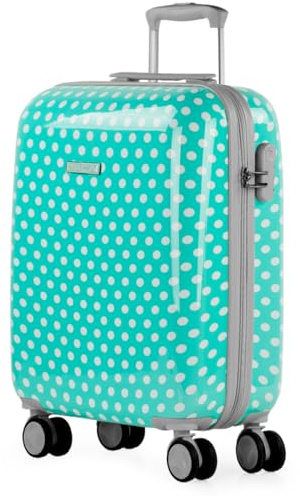 ITACA - Maleta Cabina Infantil con Ruedas Giratorias. Maleta Infantil de Viaje Ligera para Niños, Equipaje de Mano, Compatible Ryanair. Candado de Combinación, Topos Menta