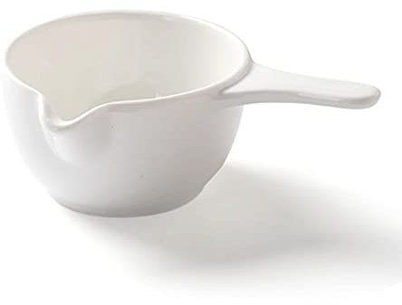 Pot À Lait Bateau de sauce en porcelaine blanche, sauce en céramique à la main à la main utile Pot de gravier gastronomique pratique pour les desserts de lait, vinaigrette à salade Pichet à lait