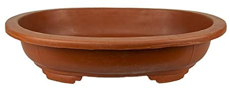 Vaso Cinese ovale in plastica marrone per bonsai 43x32x9 cm - H411C