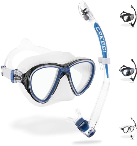 Cressi Unisex-Adult Quantum + Itaca Ultra Dry Combo Schnorcheln Set, Transparent/Blau, Einheitsgröße