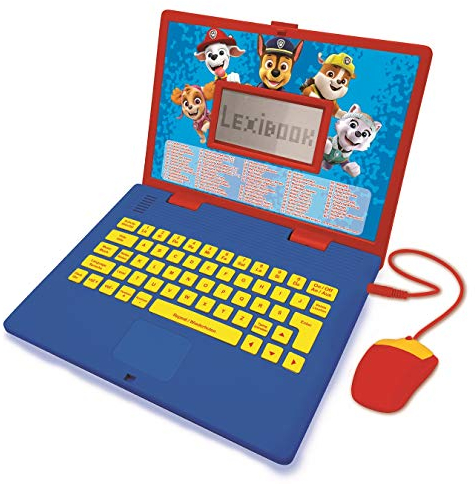 LEXIBOOK Paw Patrol JC598PAZi3 - Ordinateur Portable éducatif et bilingue Allemand/Anglais - Jouet pour Enfant (garçons et Filles) - 124 activités, Apprentissage des Jeux et de la Musique avec Chase
