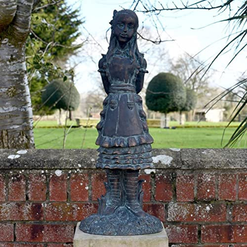 Scultura da giardino vintage nel paese delle meraviglie, ornamento da giardino Alice nel paese delle meraviglie, statua di coniglietto in pietra fusa, ornamento da giardino per interni, esterno, patio