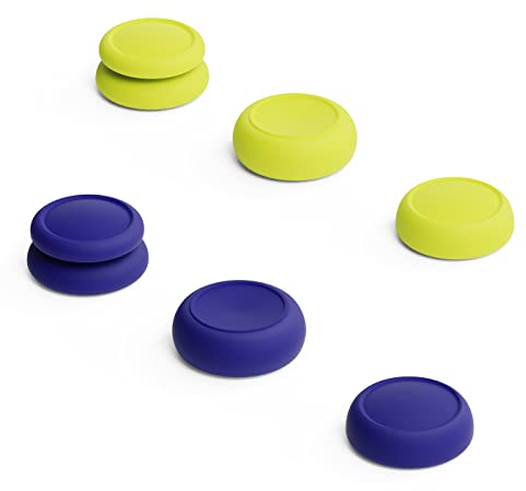 Skull & Co. Ensemble de Poignées de Pouce, Capuchon de Joystick, Capuchon de Stick Analogique pour Manette de Joy-Con de Nintendo Switch et Switch OLED - Bleu+Jaune néon, 3 Paires (6 Pièces)